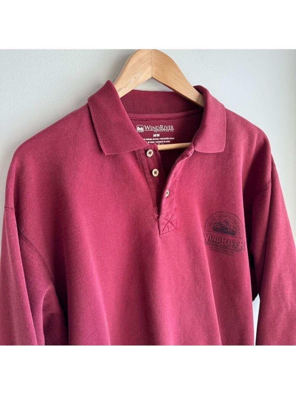 Vintage Cotton Pullover Sweatshirt Sz M Maroon Distressed Worn In Casual GUC - Picture 2 of 13